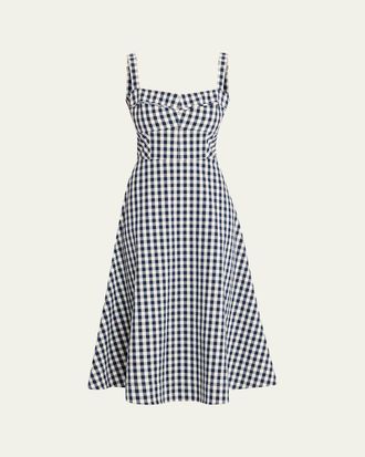 Veronica Beard Aila Gingham A-Line Midi Dress