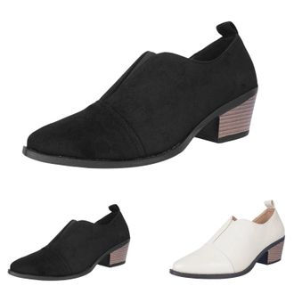 Generic Womens Pull On Ankle Boots Womens Ankle Boots Chunky Heel Pointe Toe Work Boot Low Mid Block Boot Stylish Outdoor Booties Smart Party Booties Casual L