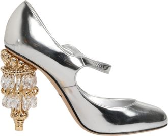 Dolce & Gabbana Silver Chandelier Sculpted Heel Mary Jane Pump Womens Shoes (Pre-Owned)