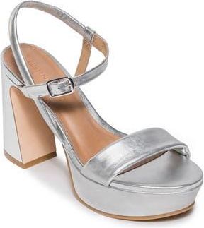 Bernardo Ventura Ankle Strap Platform Sandal in Silver Glove Leather at Nordstrom Rack, Size 6.5