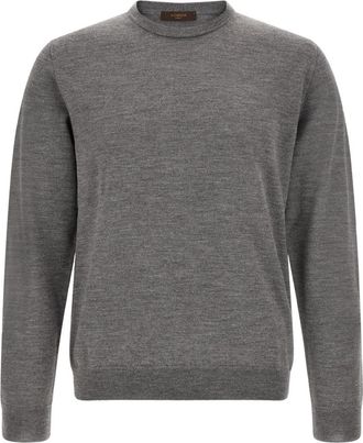 Zanone Grey Solid Crew Neck Sweater
