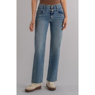 Kut from the Kloth Raw Hem High Waist Wide Leg Jeans in Synergy at Nordstrom, Size 00