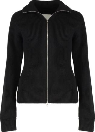 Maison Margiela Hoodies & sweatvesten, Dames, Zwart, M, Wol, Wollen vest met rits