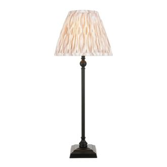 Netlighting Lille Matt Black Table Lamp Fabric Ikat Shade 25cm B22