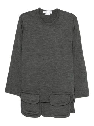 Comme Des Garçons multi-pocket T-shirt - women - Wool - S - Grey