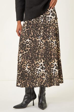Roman Animal Print Midi Skirt
