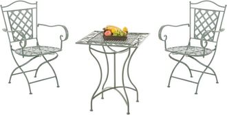 Clp Set de mesa y 2 sillas de jard&iacute;n en Metal Verde antiguo