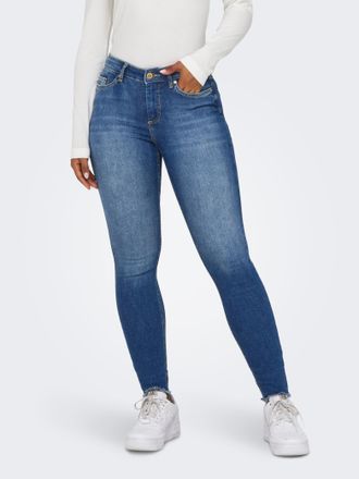 Only Ankle-Jeans ONLY ONLBLUSH MID SK ANK RW DNM REA1319 NOOS, Damen, Gr. XS (34), L&auml;nge 30, blau (medium blau denim), Denim/Jeans, Obermaterial: 92% Baumw