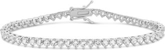 SHYMI Three Prong 2mm Round Tennis Bracelet - 18K Gold-Filled, Rhodium Plated, Cubic Zirconia, Size 6 with 2 Extender, Day to Night