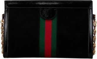 Gucci Pre-owned Borsa a Spalla Ophidia in Pelle Scamosciata - - Pre-owned - Donna - Nero - ONE SIZE