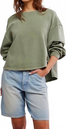 Free People Total Eclipse Long Sleeve Tee In Oil Green