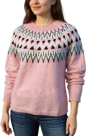 Generic Womens Jumpers - Fairisle Jumpers for Women UK Long Sleeves Icelandic Sweaters Soft Comfortable Nordic Warm Fashion Crew Neck Chunky Sweaters Casual P