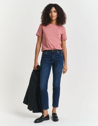 GANT Women Slim Fit Cropped Jeans (34) DARK BLUE BROKEN IN