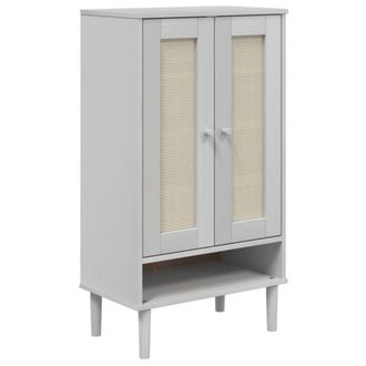 vidaXL Zapatero Senja Aspecto Rat&aacute;n Madera Maciza Blanco 59,5x35x107cm Vidaxl