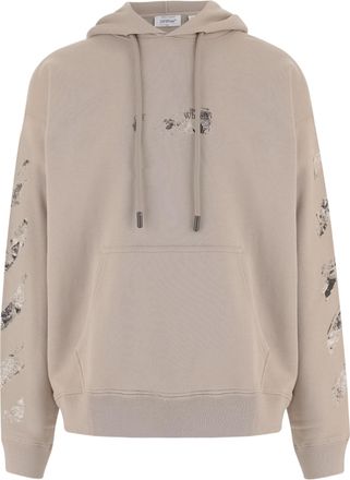 Off-white Beige Spices Arrow Pattern Hooded Cotton Sweatshirt