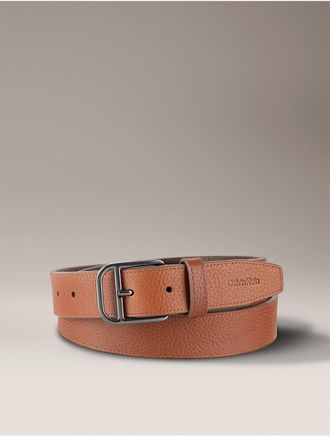 Calvin Klein Mens Pebble Leather Harness Belt - Brown - XL