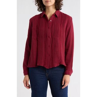 Forgotten Grace Front Pleat Button-Up Shirt in Cabernet at Nordstrom Rack, Size X-Large