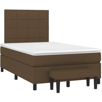 vidaXL Cama Box Spring Con Colch&oacute;n Tela Marr&oacute;n Oscuro 120x190 Cm Vidaxl