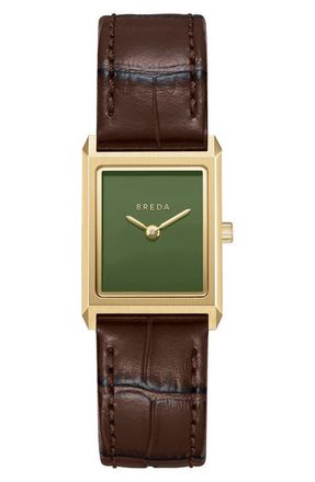 Breda Virgil Leather Strap Watch, 16mm x 8mm in Olive at Nordstrom