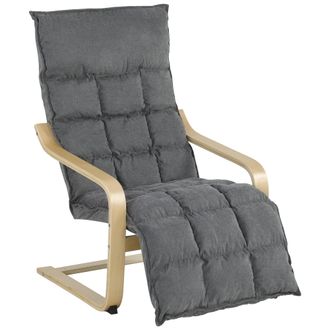 HOMCOM Homcom Sill&oacute;n De Sal&oacute;n Con Reposapi&eacute;s, Butaca De Sal&oacute;n Tapizada En Lino Con Balanceo Suave, Respaldo Alto, Asiento Amplio, Para Dormitorio, Gris