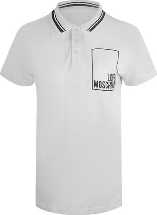 Moschino Womens Love Small Box Logo White Polo Shirt Cotton - Size X-Large
