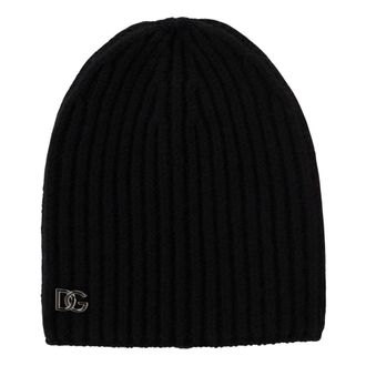 Dolce & Gabbana Gebreide muts met Engelse ribbel - Dames - Hoeden - Zwart - ONE Size - Wol - Accessoires