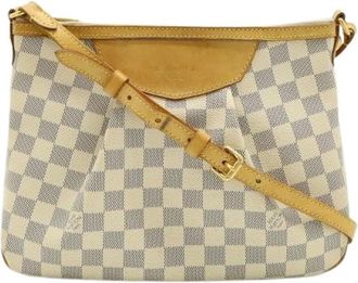 Louis Vuitton Pre-owned Cross Body Bags, female, Beige, Size: ONE SIZE Pre-owned Siracusa PM Damier Azur Shoulder Bag