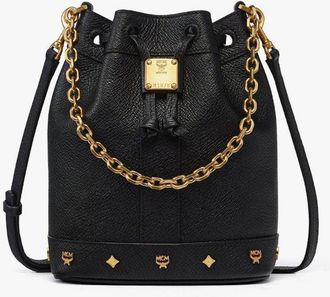 MCM Mini Pina Drawstring Bag in Studded Calfskin in Black at Nordstrom