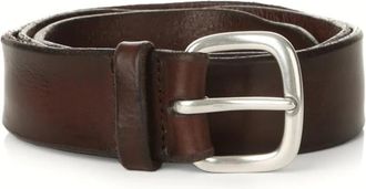 Orciani Leren Riem met Zilveren Gesp - Heren - Riemen - Bruin - 95 CM - Leer - Accessoires