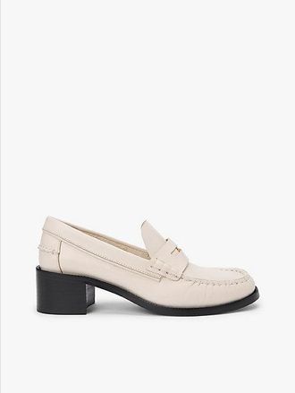 Tommy Hilfiger Leather Block Heel Penny Loafers
