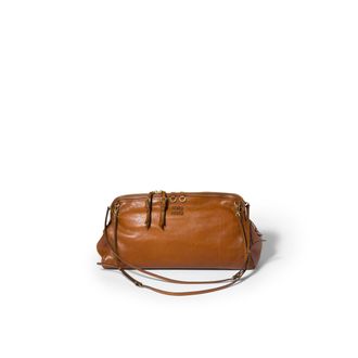 Miu Miu Caprice Leather Clutch, Woman, Cognac