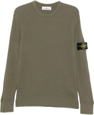 Stone Island Truien & Vesten, Heren, Groen, XL, Wol, Trui van Ribgebreide Scheerwol