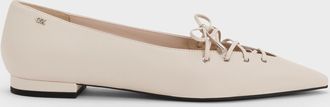 Charles & Keith Jianna Leather Lace-Tie Flats