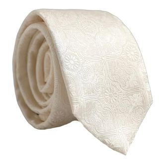 Dolce & Gabbana Zijde Damask Geweven Verstelbare Strikdas - Heren - Accessoires - Beige - Maat: ONE Size Zijde
