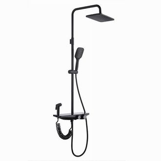 Trade Shop Trade Shop - Set Saliscendi Colonna Doccia Bagno Soffione Doccetta Bidet Rubinetto Nero 87342