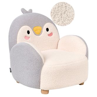 Beliani Beliani - Sill&oacute;n Infantil Tapizado De Ping&uuml;ino Para Ni&ntilde;os Gris Fyn