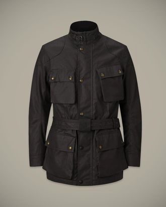 Belstaff Chaqueta Trialmaster Moto Ic&oacute;nica Para Hombre Algod&oacute;n Encerado Negro S