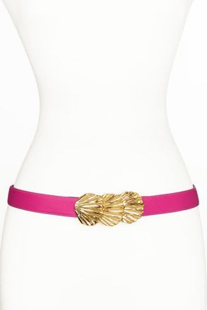 Raina Sea Shells Buckle Leather Belt in Pink at Nordstrom, Size Medium