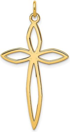 Diamond2Deal 14k Yellow Gold Laser Designed Passion Cross Pendant