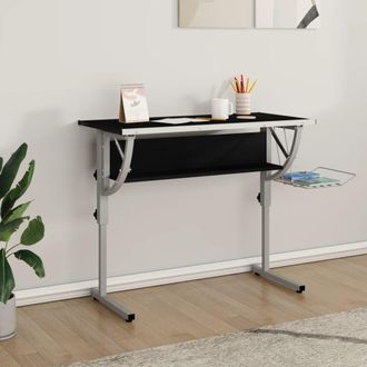 vidaXL Vidaxl - Mesa De Dibujo Madera Y Acero Negro Y Gris 110x53x(58-87) Cm