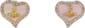 Vivienne Westwood Heart-Shaped Earrings with Pink Enamel and Crystal Accents