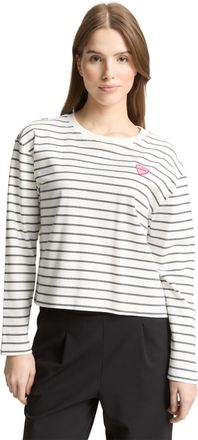 Tom Tailor Denim T-Shirt TOM TAILOR DENIM, Damen, Gr. XXL, sanftes wei&szlig; navy stripe, Web, Obermaterial: 100% Baumwolle, gestreift, regular fit normal, Rundhals, gerade