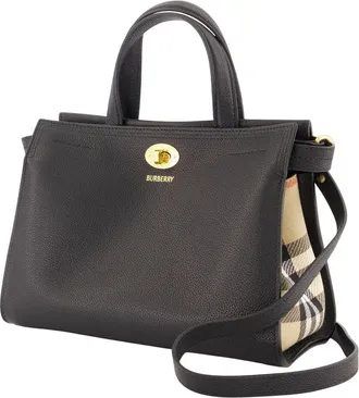 Burberry Womens Ll Mini Cotswolds Shopper Bag - Burberry Leather Black Calfskin Totes-Shopping-Bags