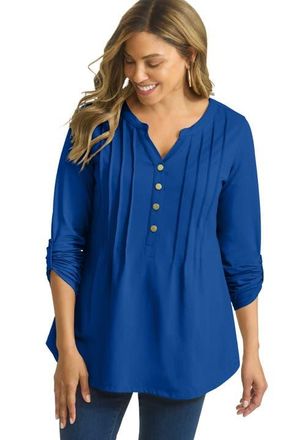 Jessica London Stretch Pleated Tunic in Dark Sapphire at Nordstrom, Size Small
