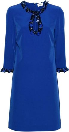 P.A.R.O.S.H. Puppy Sequin-Embellished Shift Dress - Dames - Korte kleedjes - Blauw - S - Polyester - Kleedjes