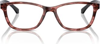 Emporio Armani 54mm Cat Eye Reading Glasses in Shiny Striped Pink /Demo Lens at Nordstrom