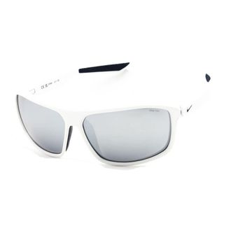 Nike Sunglasses Rectangle Full Rim, White Frame And Chrome Mirror Lens Nikepremierstrideib3286X100