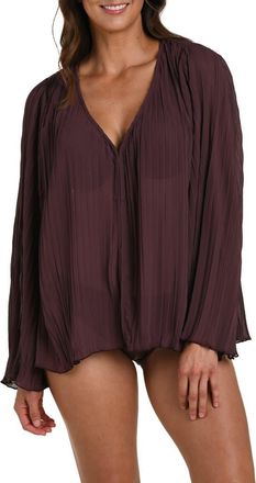 La Blanca Sunbeams Pleat Cover-Up Shirt in Truffle at Nordstrom, Size X-Small