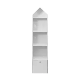 Mobili Rebecca Rebecca Mobili Estanter&iacute;a De Juguete Estrecha Para Ni&ntilde;os 4 Estantes 1 Caj&oacute;n Librer&iacute;a De Madera Blanc