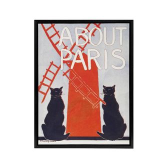 Artery8 About Paris Travel Book Cover Framed Canvas Wall Art Print Penfield in Red | Size: W24 x H32